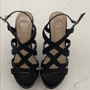Vince Camuto sparkly black wedges